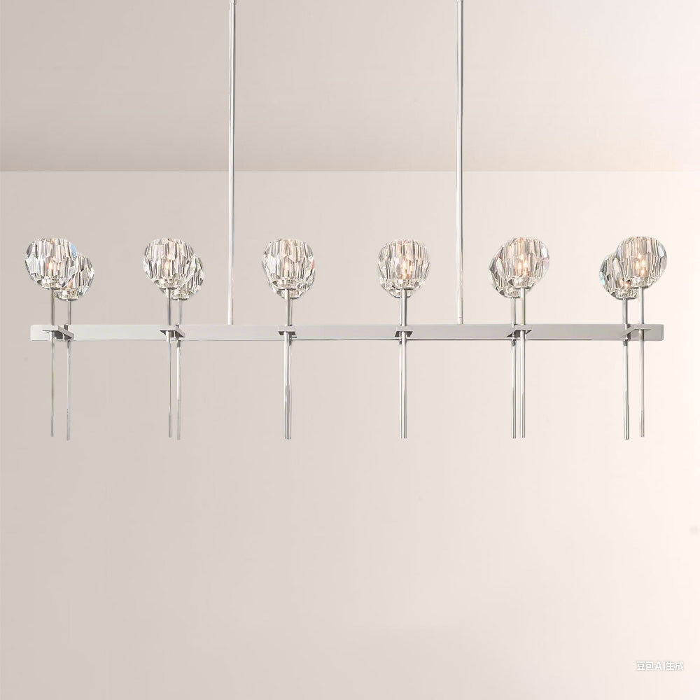 Balle Crystal Double Linear Chandelier 60"