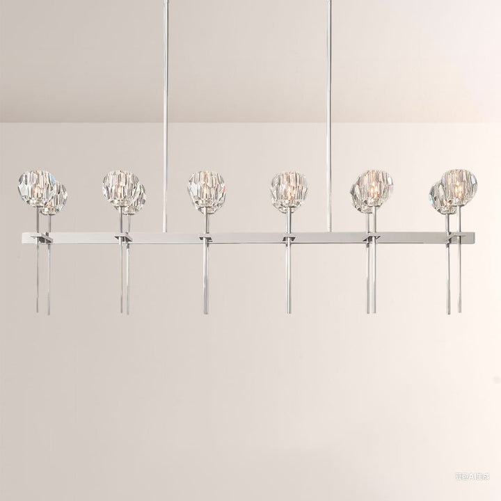 Balle Crystal Double Linear Chandelier 60"