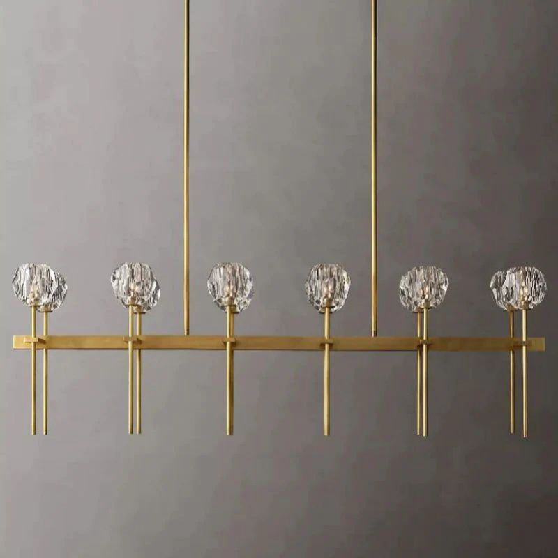 Balle Crystal Double Linear Chandelier 60"