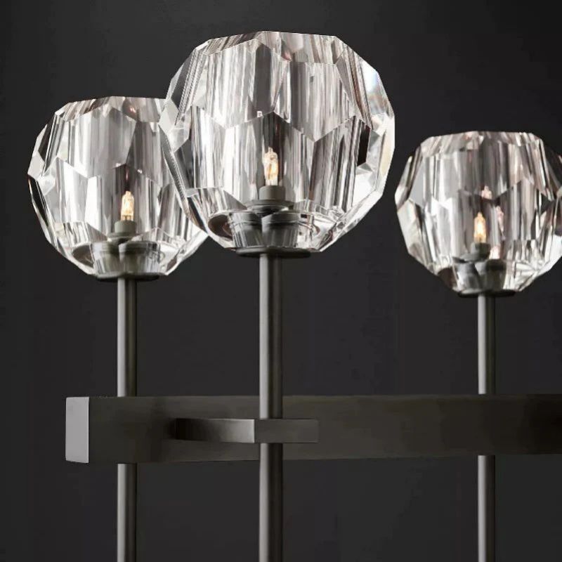 Balle Crystal Double Linear Chandelier 60"