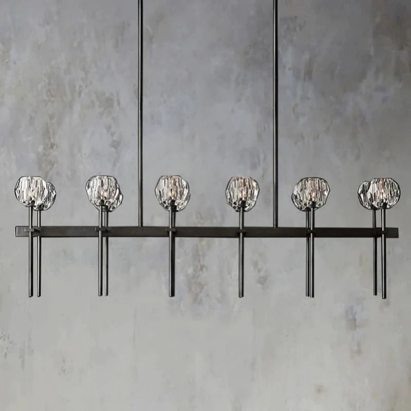 Balle Crystal Double Linear Chandelier 60"