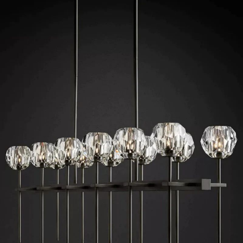Balle Crystal Double Linear Chandelier 60"