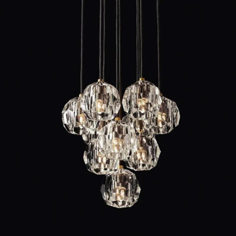 Balle Crystal Round Cluster Chandelier 14"