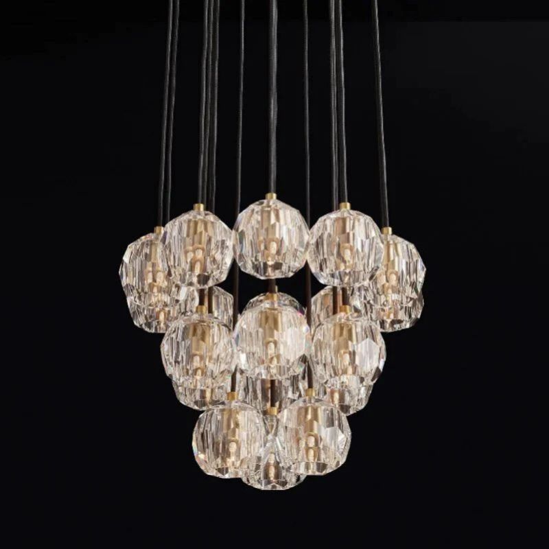 Balle Crystal Round Cluster Chandelier 19"