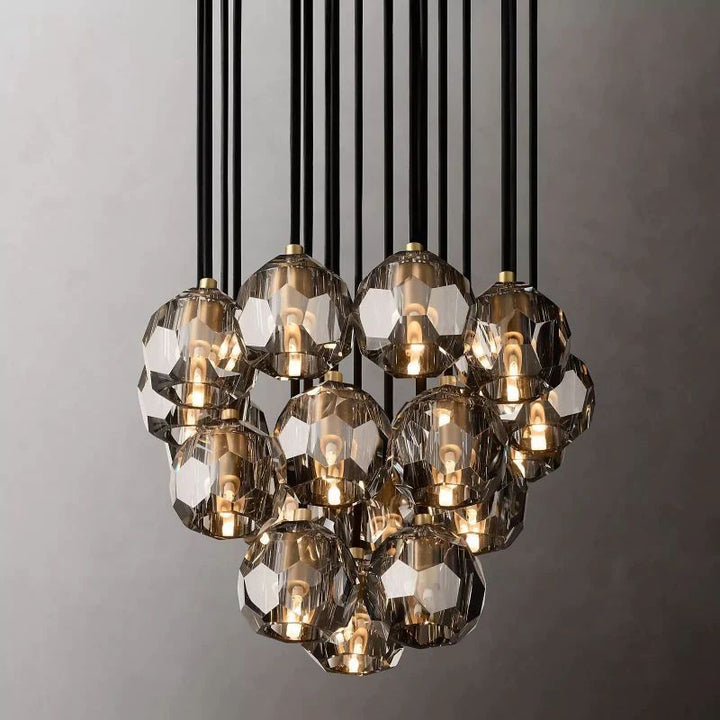 Balle Crystal Round Cluster Chandelier 19"