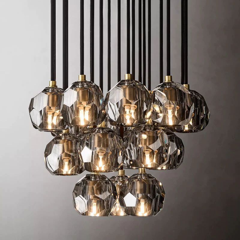 Balle Crystal Round Cluster Chandelier 19"