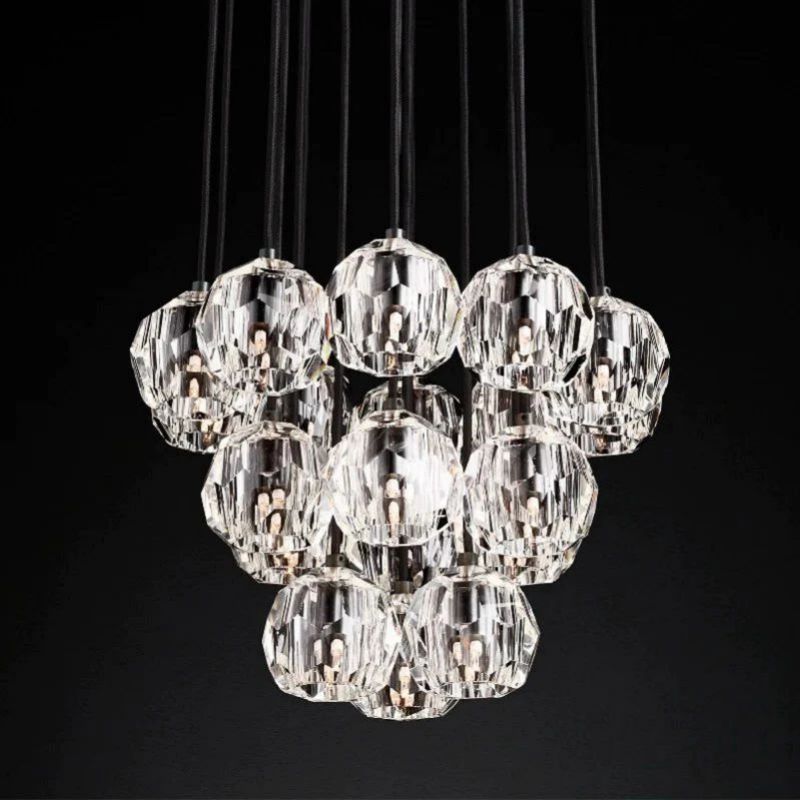 Balle Crystal Round Cluster Chandelier 19"