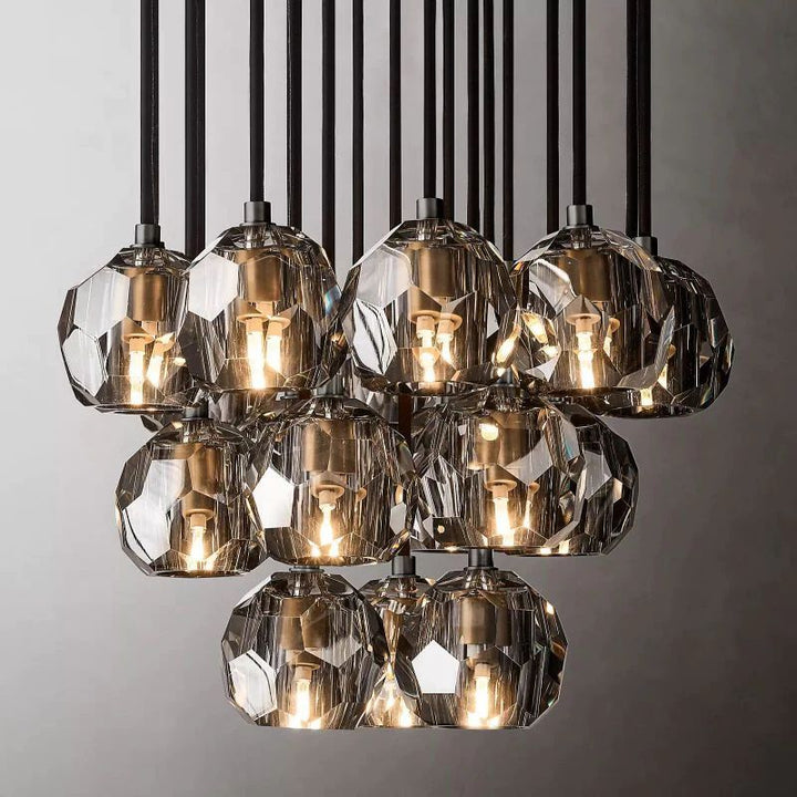 Balle Crystal Round Cluster Chandelier 19"