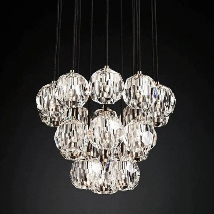 Balle Crystal Round Cluster Chandelier 19"