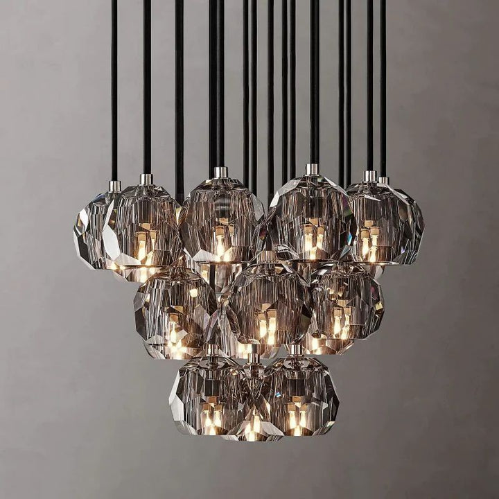 Balle Crystal Round Cluster Chandelier 19"