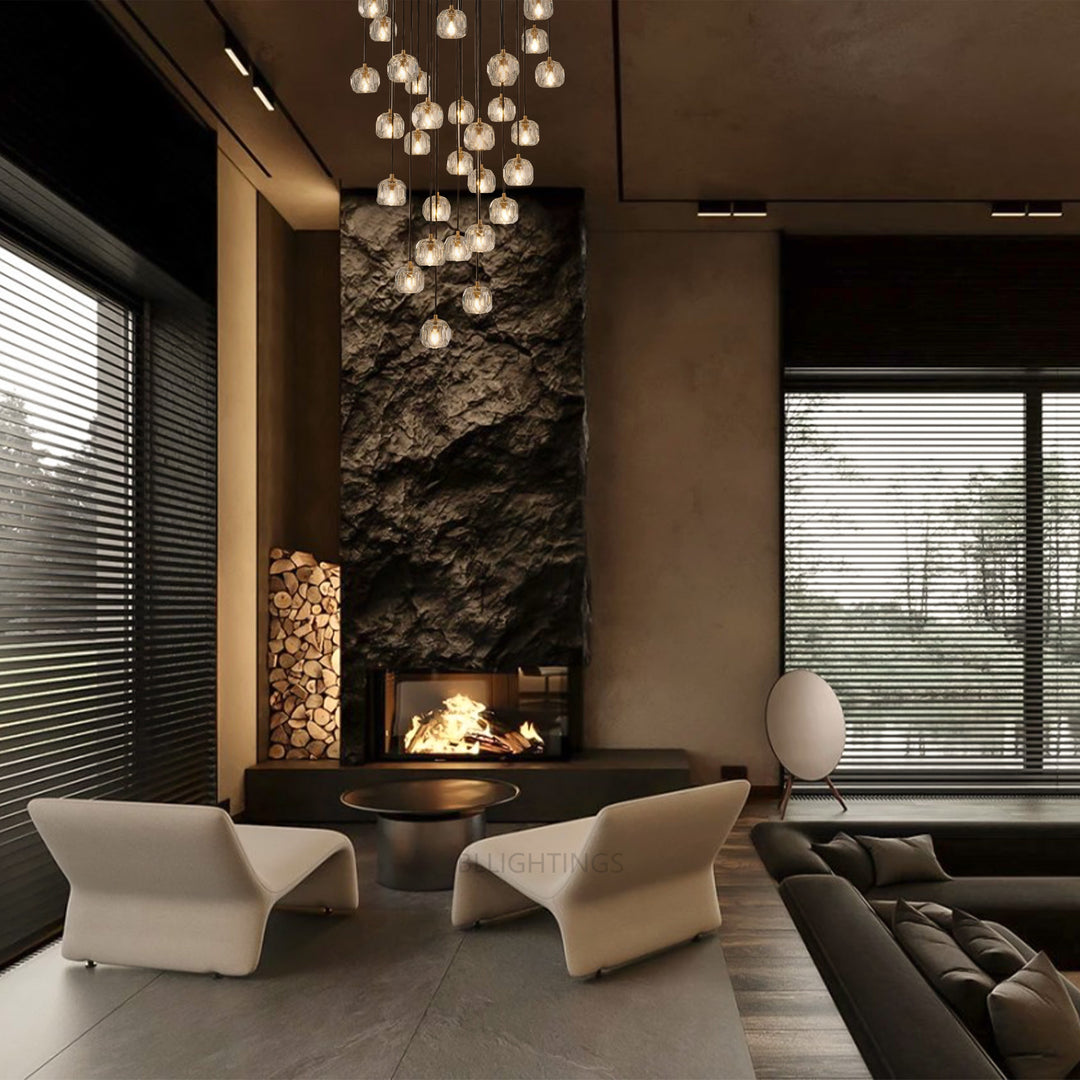 Balle Smoke Crystal Cluster Chandelier D30"