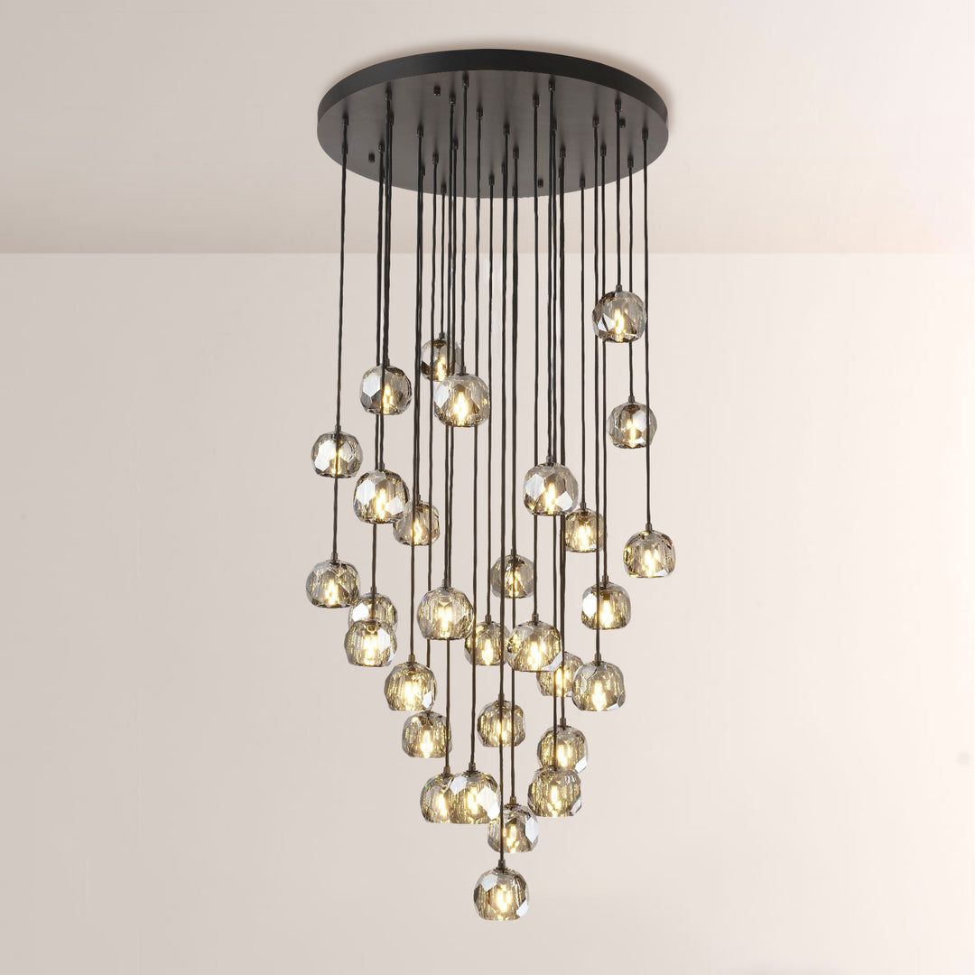 Balle Smoke Crystal Cluster Chandelier D30"