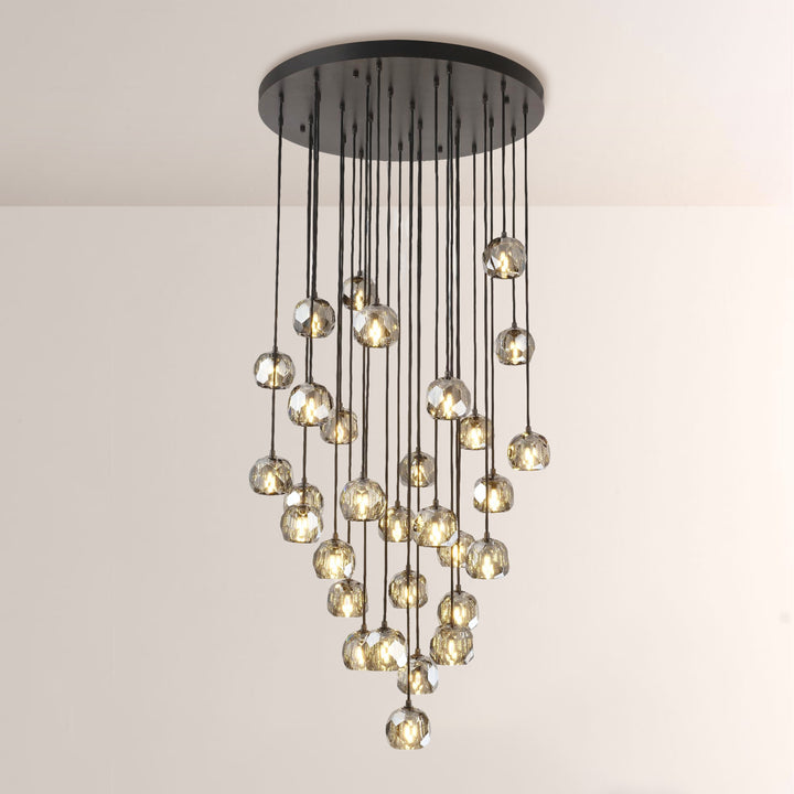 Balle Smoke Crystal Cluster Chandelier D30"