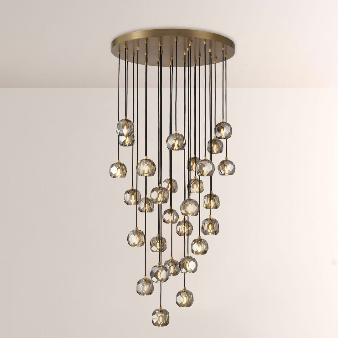 Balle Smoke Crystal Cluster Chandelier D30"