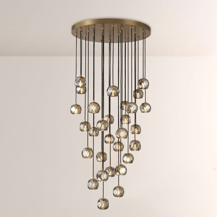 Balle Smoke Crystal Cluster Chandelier D30"