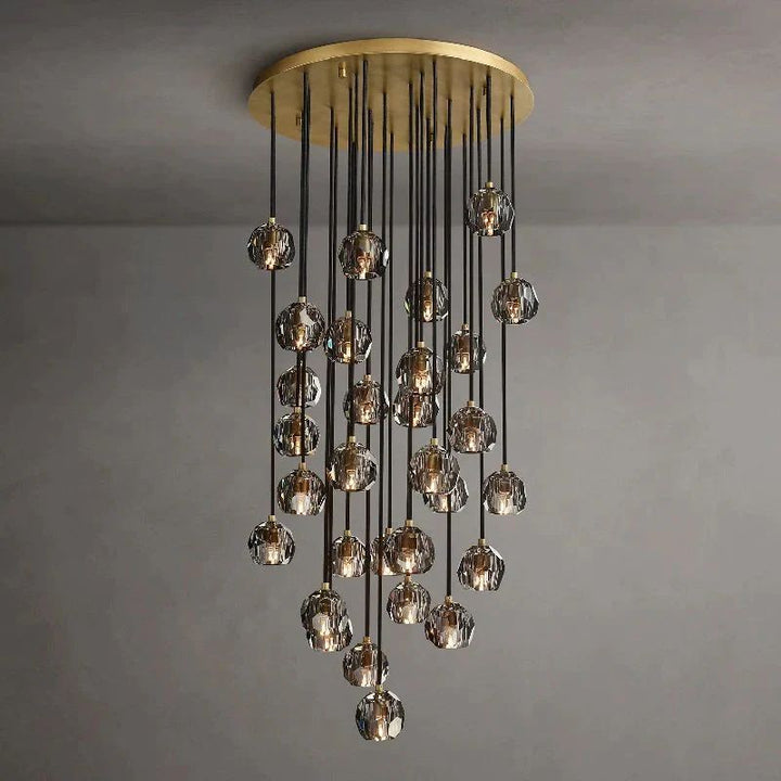 Balle Smoke Crystal Cluster Chandelier D30"