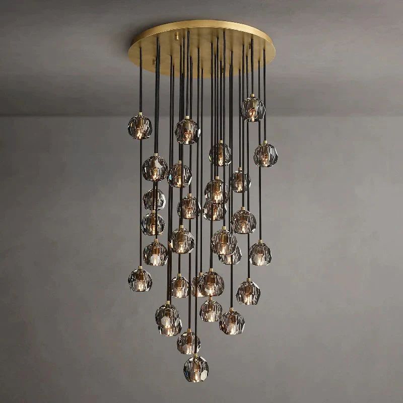 Balle Smoke Crystal Cluster Chandelier D30"