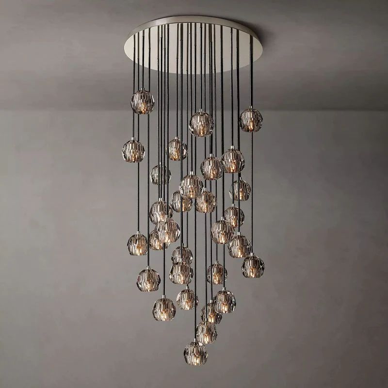 Balle Smoke Crystal Cluster Chandelier D30"