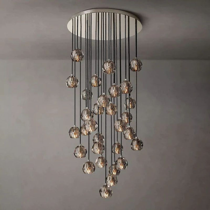 Balle Smoke Crystal Cluster Chandelier D30"