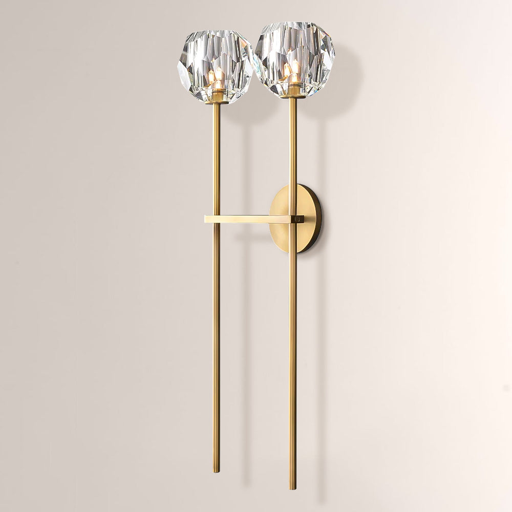 Balle Clear Crystal Double Grand Bathroom Wall Sconce