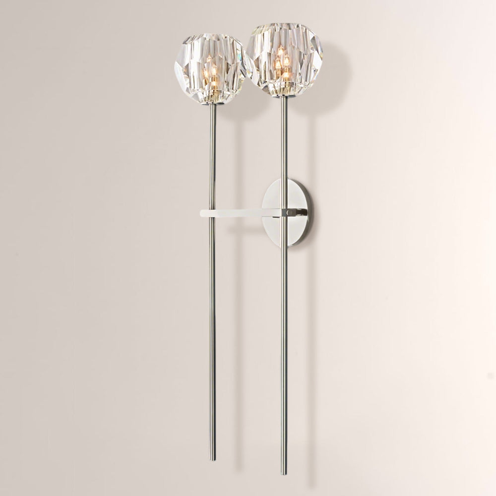 Balle Clear Crystal Double Grand Bathroom Wall Sconce