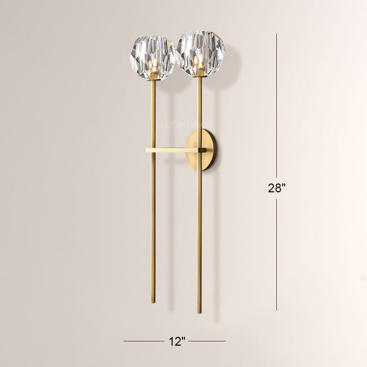 Balle Clear Crystal Double Grand Bathroom Wall Sconce