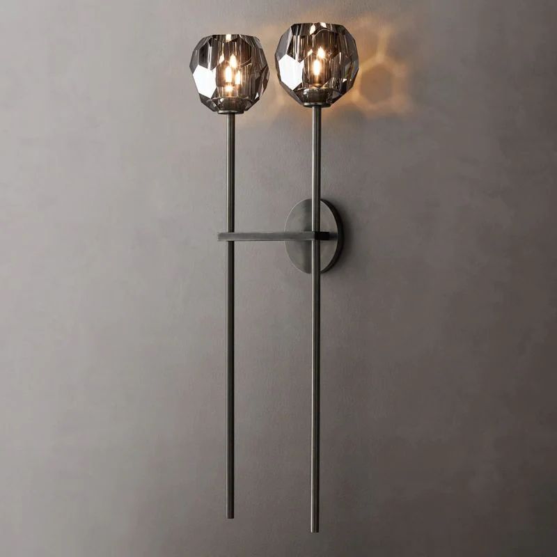 Balle Smoke Crystal Grand Double Sconce 28''H
