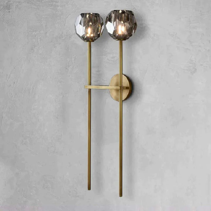 Balle Smoke Crystal Grand Double Sconce 28''H