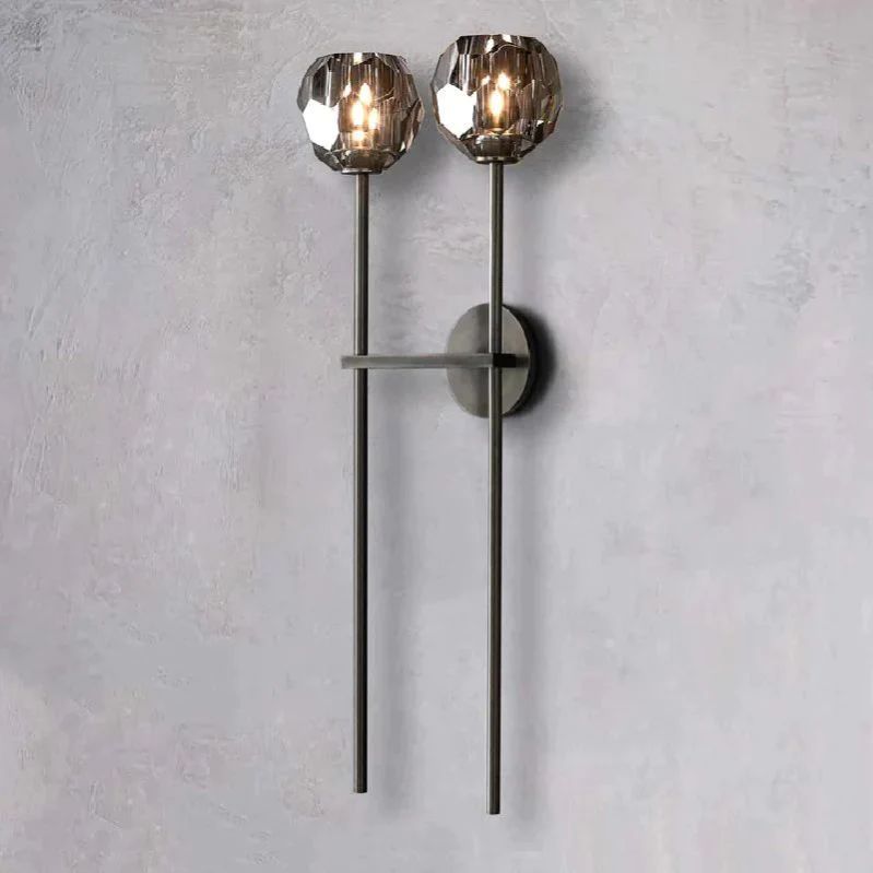 Balle Smoke Crystal Grand Double Sconce 28''H