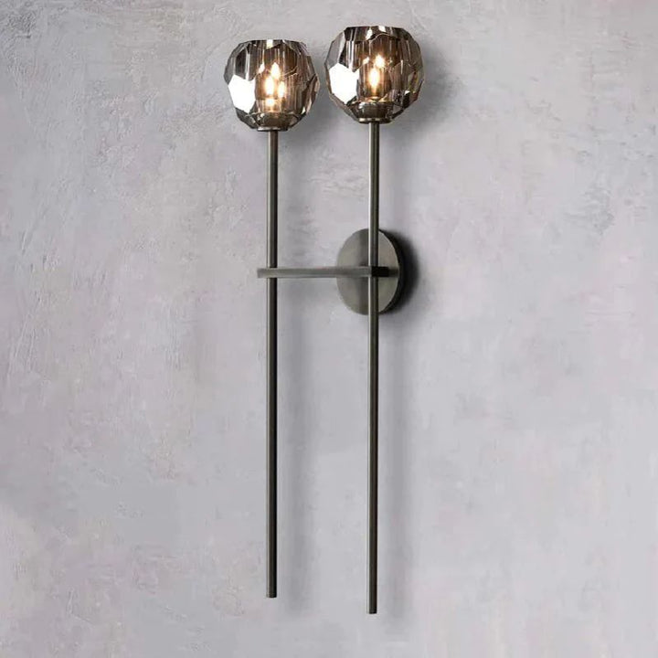 Balle Smoke Crystal Grand Double Sconce 28''H