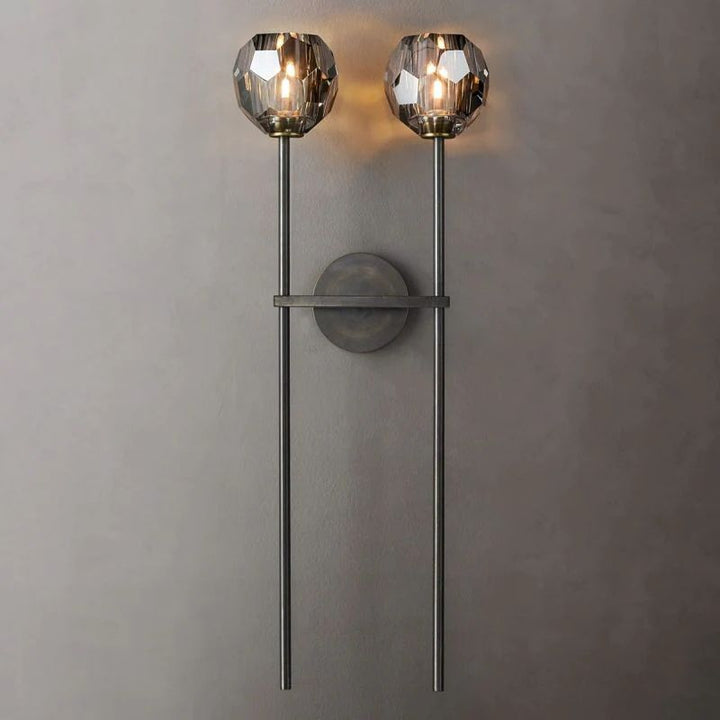 Balle Smoke Crystal Grand Double Sconce 28''H