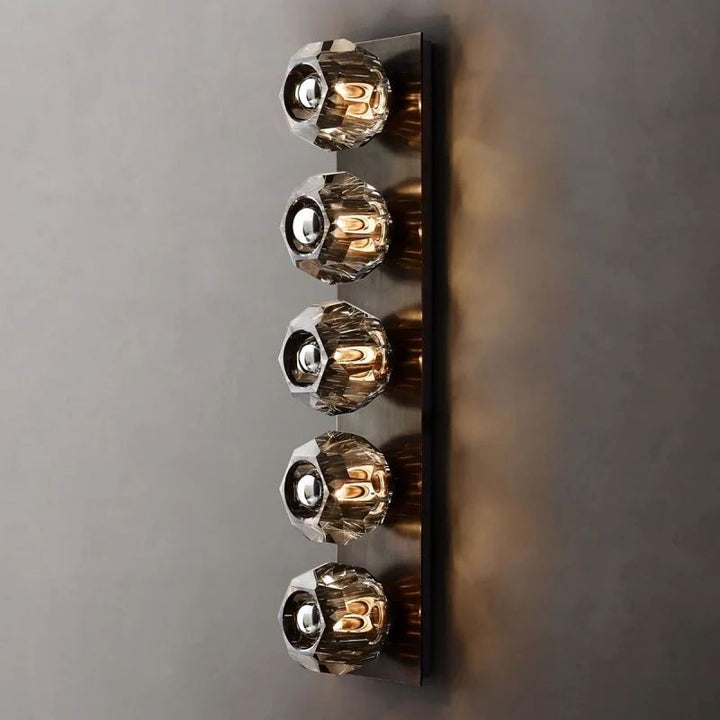 Balle Smoke Crystal Linear Grand Bathroom Wall Sconce