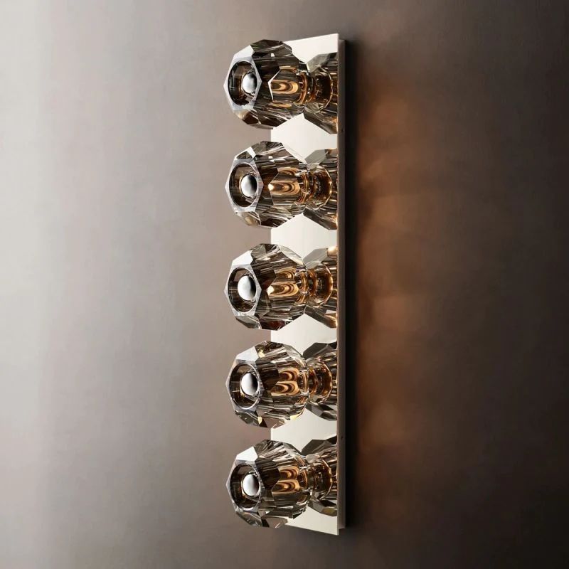 Balle Smoke Crystal Linear Grand Bathroom Wall Sconce