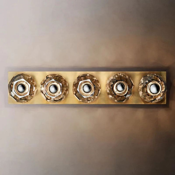 Balle Smoke Crystal Linear Grand Bathroom Wall Sconce