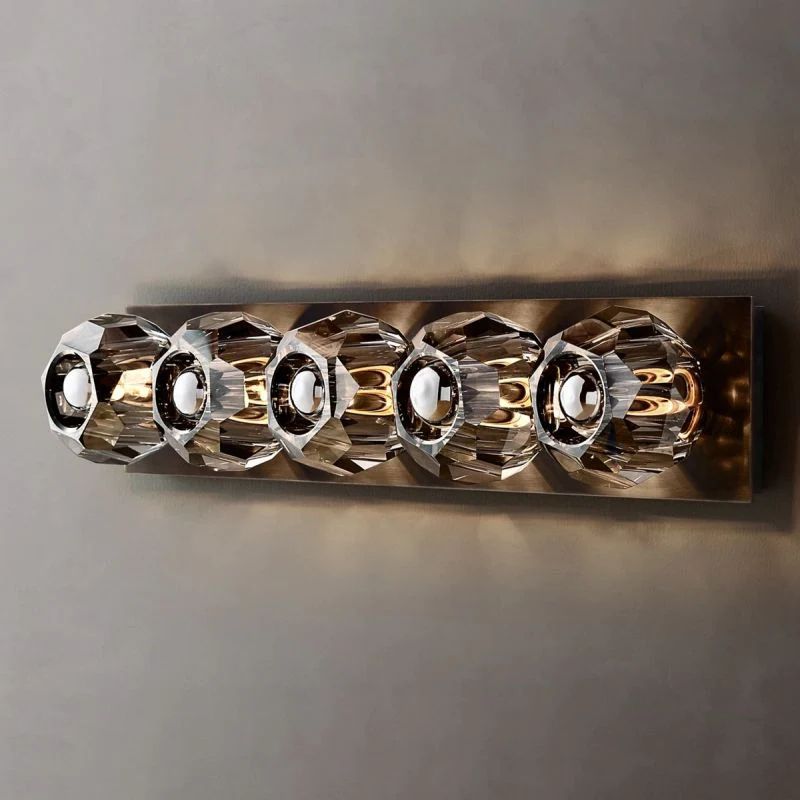 Balle Smoke Crystal Linear Grand Bathroom Wall Sconce