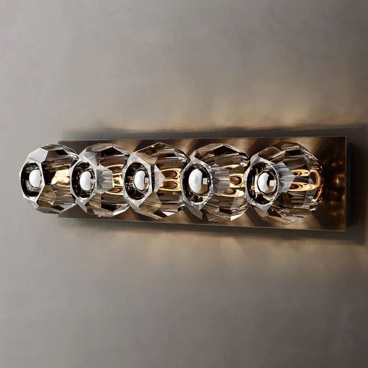 Balle Smoke Crystal Linear Grand Bathroom Wall Sconce