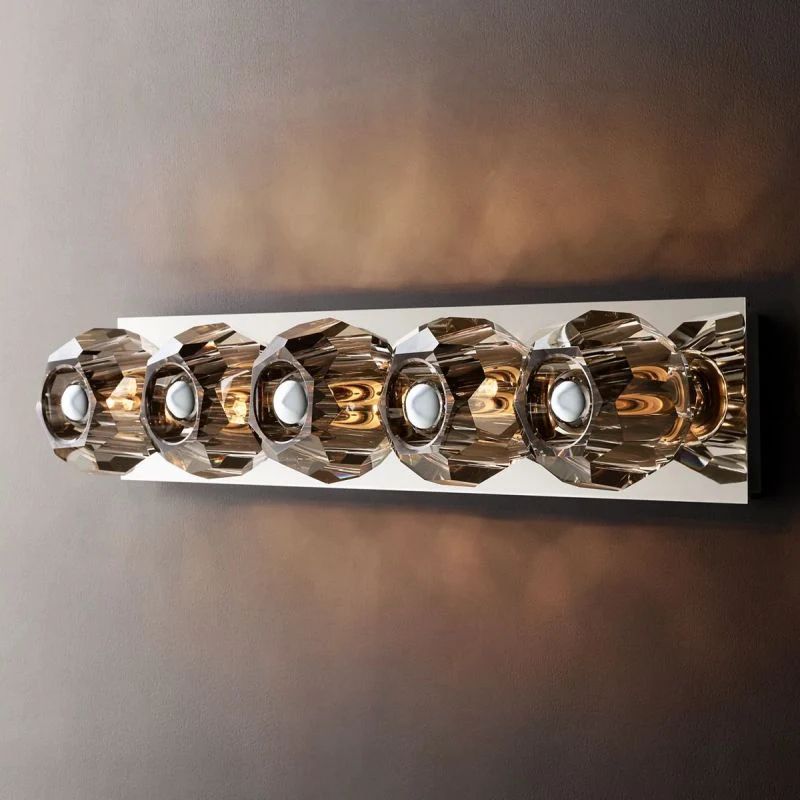 Balle Smoke Crystal Linear Grand Bathroom Wall Sconce