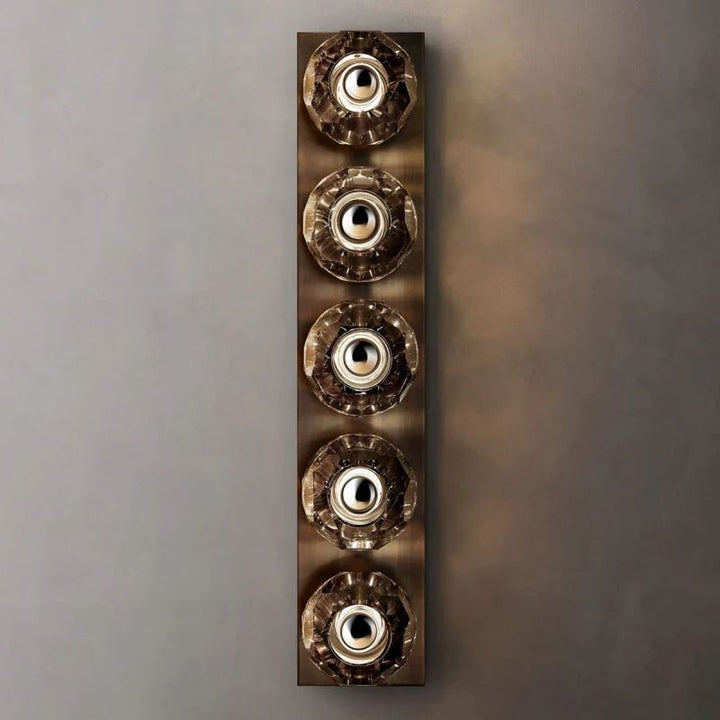 Balle Smoke Crystal Linear Grand Bathroom Wall Sconce