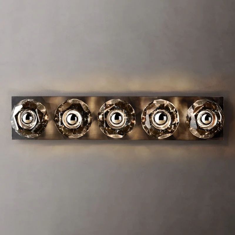 Balle Smoke Crystal Linear Grand Bathroom Wall Sconce