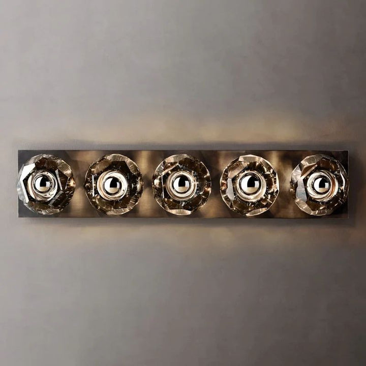 Balle Smoke Crystal Linear Grand Bathroom Wall Sconce