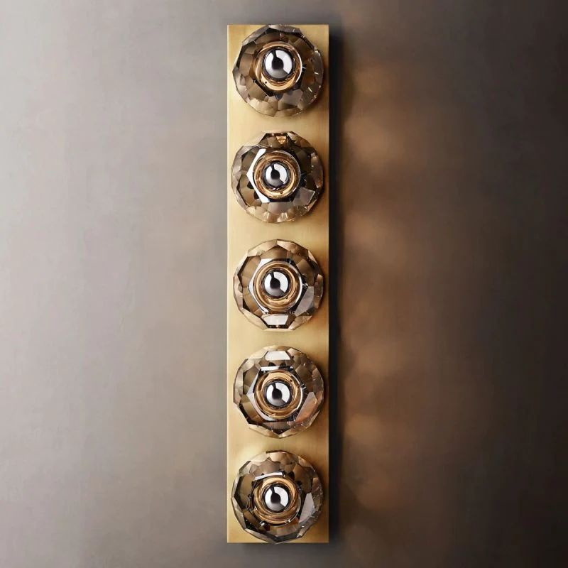 Balle Smoke Crystal Linear Grand Bathroom Wall Sconce