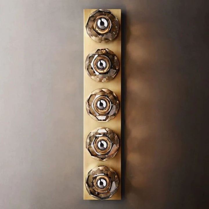 Balle Smoke Crystal Linear Grand Bathroom Wall Sconce