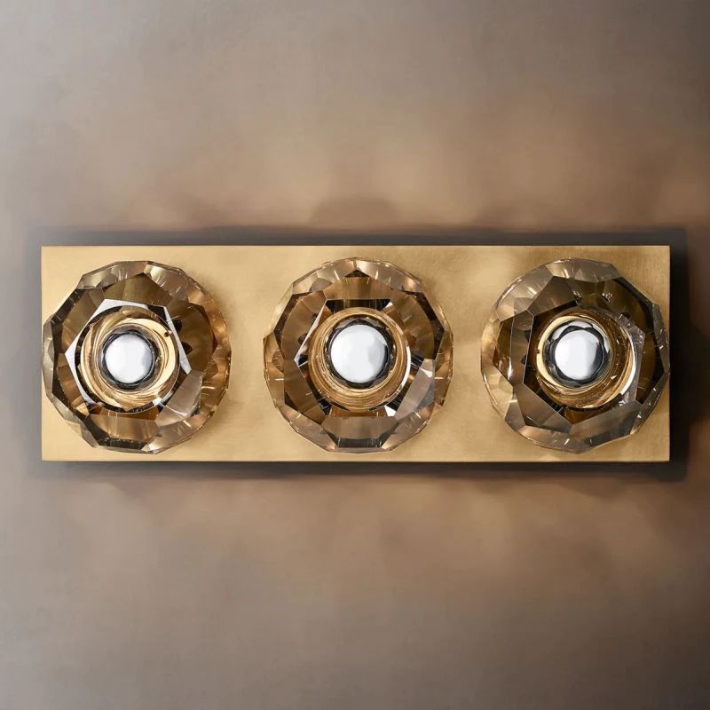Balle Smoke Crystal Linear Short Bathroom Wall Sconce