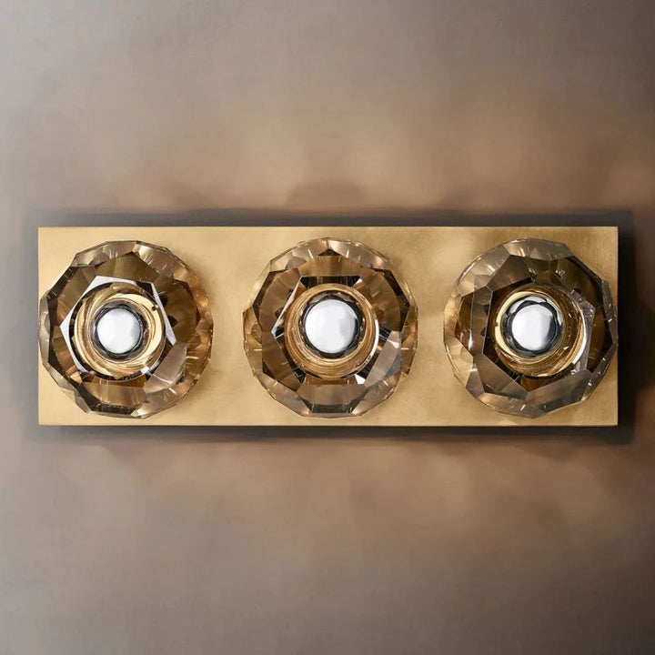 Balle Smoke Crystal Linear Short Bathroom Wall Sconce
