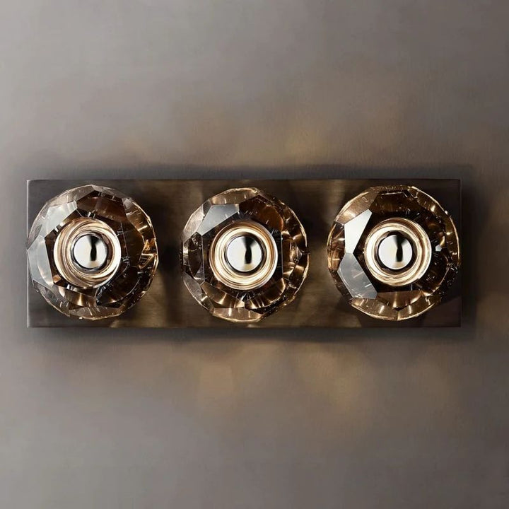 Balle Smoke Crystal Linear Short Bathroom Wall Sconce