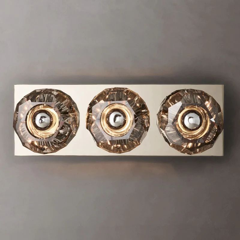 Balle Smoke Crystal Linear Short Bathroom Wall Sconce