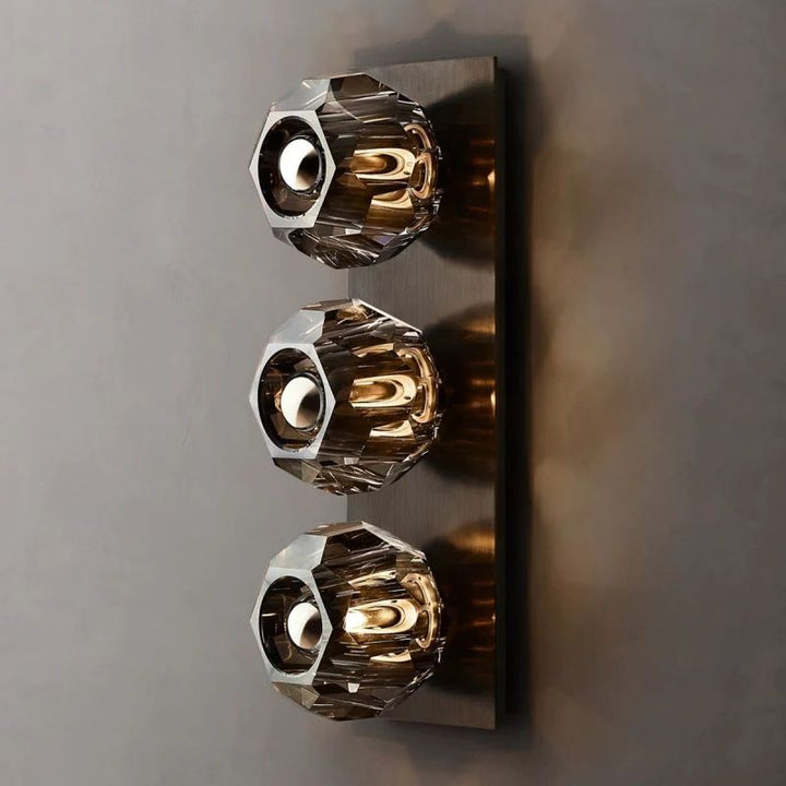 Balle Smoke Crystal Linear Short Bathroom Wall Sconce