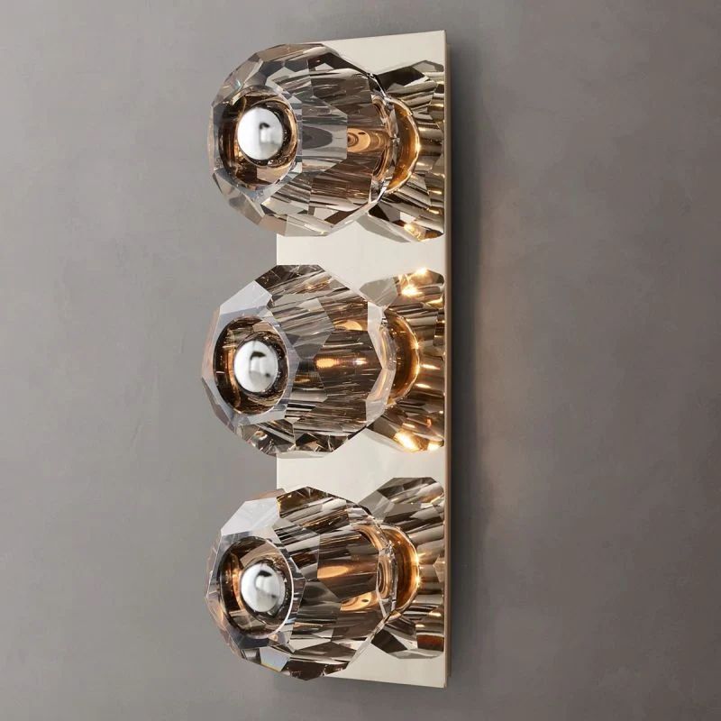 Balle Smoke Crystal Linear Short Bathroom Wall Sconce