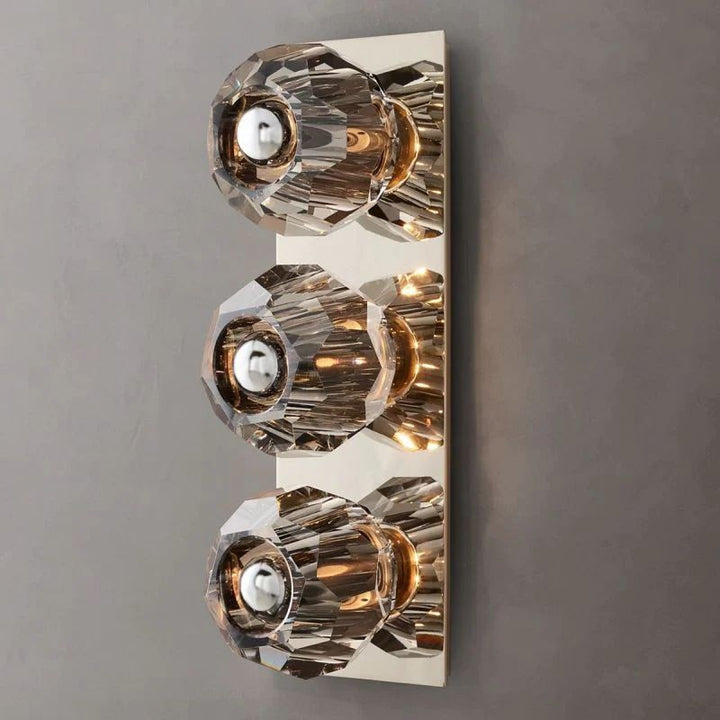Balle Smoke Crystal Linear Short Bathroom Wall Sconce