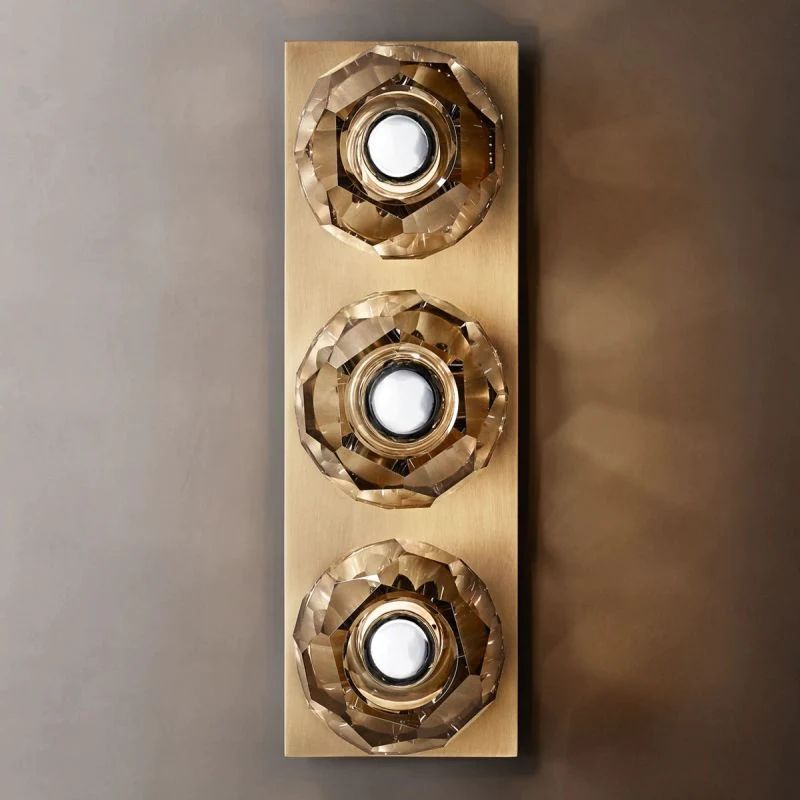 Balle Smoke Crystal Linear Short Bathroom Wall Sconce